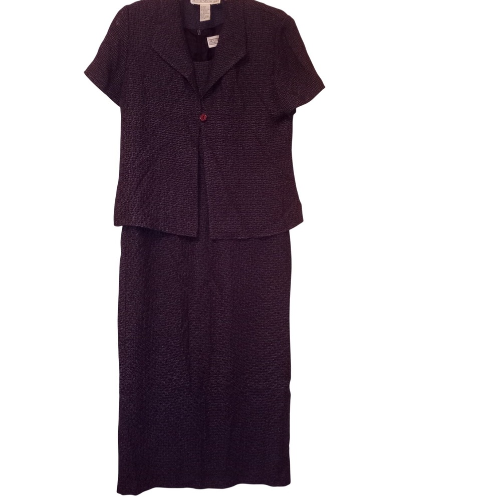Jessica Howard Purple 2 Piece Dress Set Jacket Blazer‎ Sheath Midi Size 8